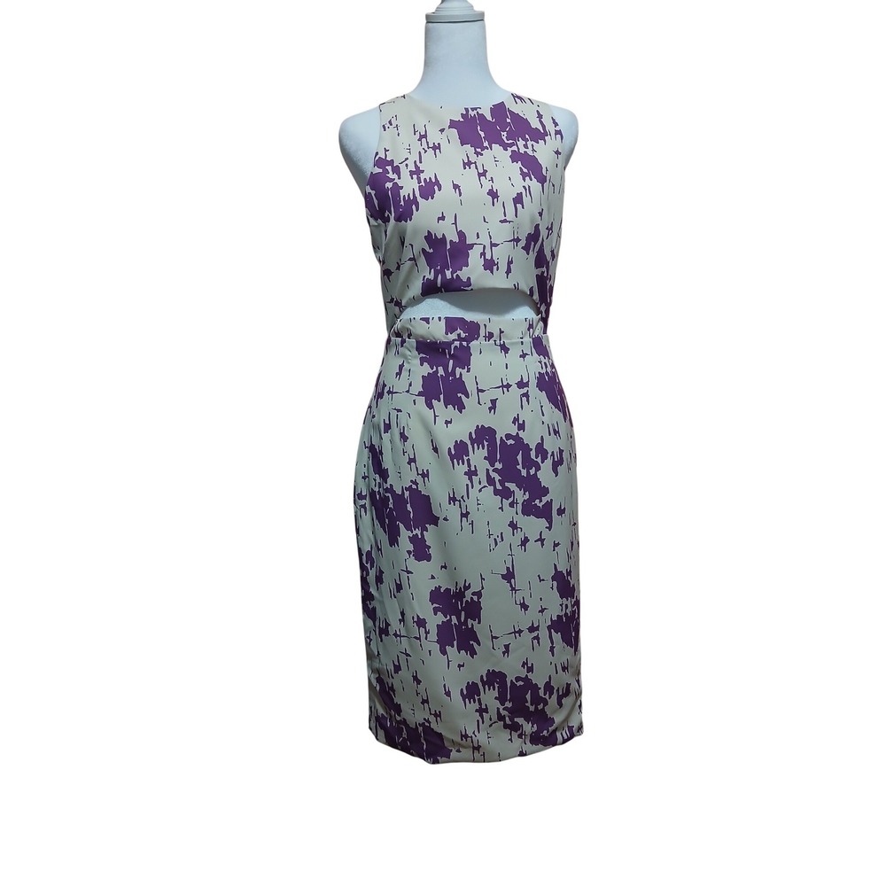 Karen Zambos Rhys Dress Violet Reflection Purple Abstract‎ Cutout Midi Womens P